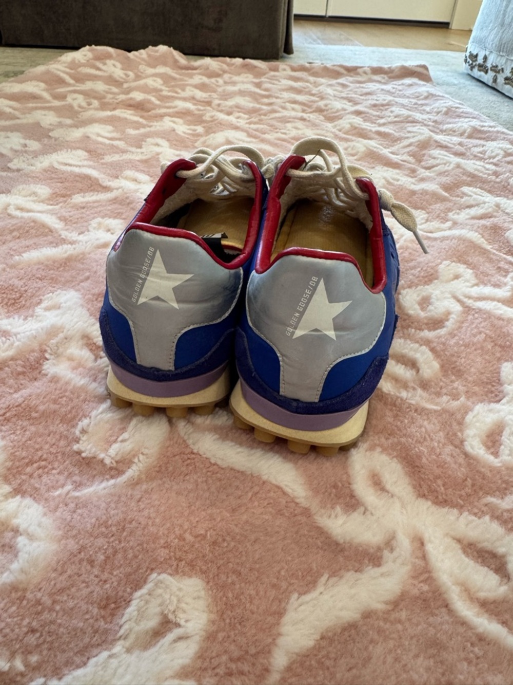 Golden Goose Multicolor Lace-Up Sneakers in Blue, Silver and Red